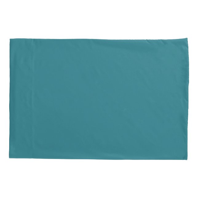 Bold Aqua Solid Color Pairs Satin Rolling Surf Pillowcase (Back)