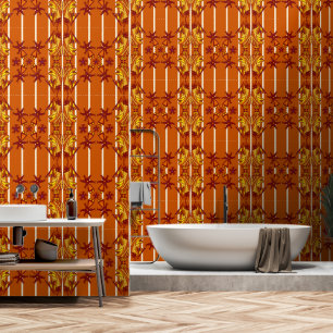 Bold Art Deco Wallpaper in Orange