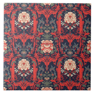 Bold Art Nouveau Floral Elegance Ceramic Tile