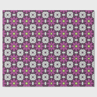 Bold & Artistic Purple Floral Mosaic Pattern Wrapping Paper