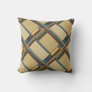 Bold Arts & Crafts Fall Geometric Pattern Cushion