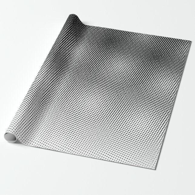 Bold Artsy Black and White Moiré Pattern Wrapping Paper (Unrolled)