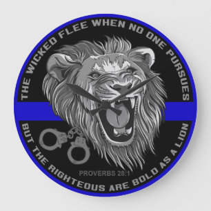 Bold As a Lion Thin Blue Line Clock