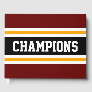 Bold Athletic CHAMPIONS Retro Red Black Stripes Guest Book