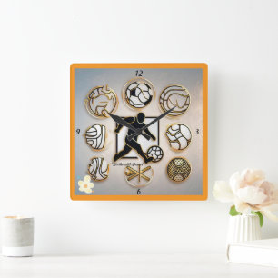 "Bold Athletic Style" Square Wall Clock