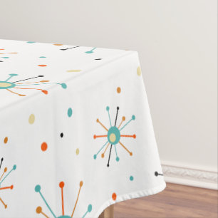 Bold Atomic Age Starburst Pattern Mid Century Tablecloth