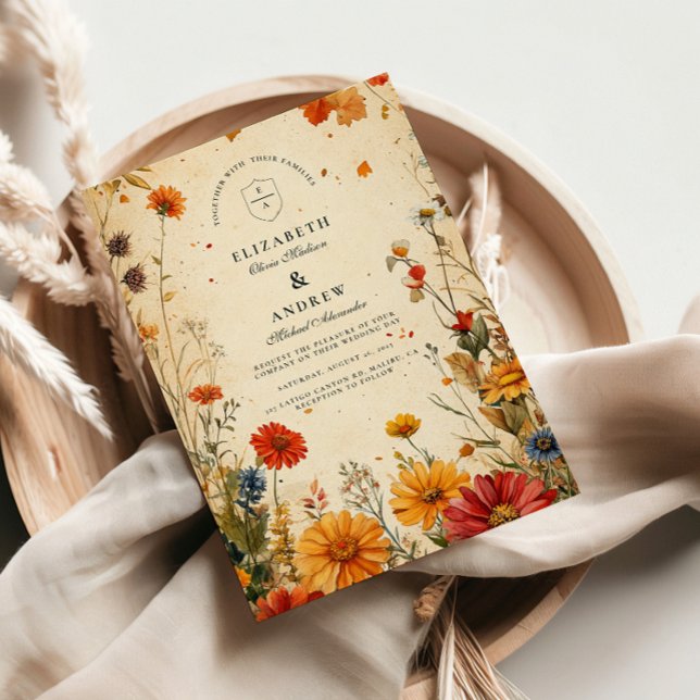 Bold Autumn Floral Wedding Invitation (Creator Uploaded)