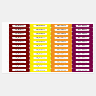 Bold Autumn Palette Kids Custom Organise Labels