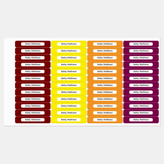 Bold Autumn Palette Kids Custom Organise Labels (Sheet)