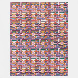 Bold Avant-Garde Retro Geometric Fleece Blanket