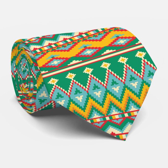 Bold Aztec Pattern Tie (Rolled)