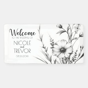 Bold B&W Wildflowers Banner