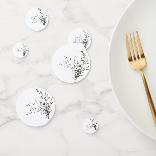 Bold B&W Wildflowers Confetti (Group)