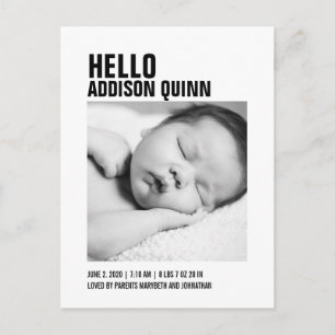 Bold Baby Photo Birth Announcement Postcard