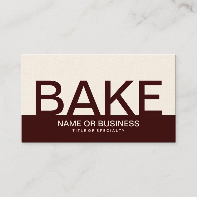 bold BAKE (colour customisable) Business Card (Front)