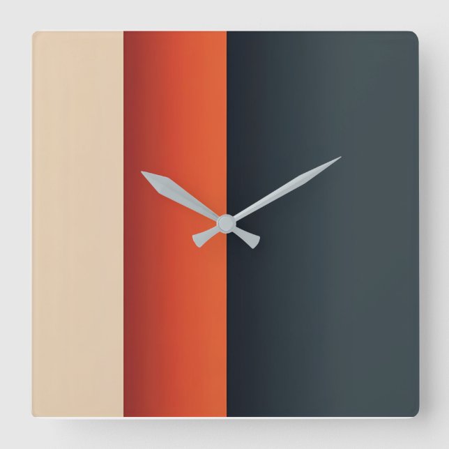 Bold Balance: Minimalist Colour Bands in Motion Square Wall Clock (Front)