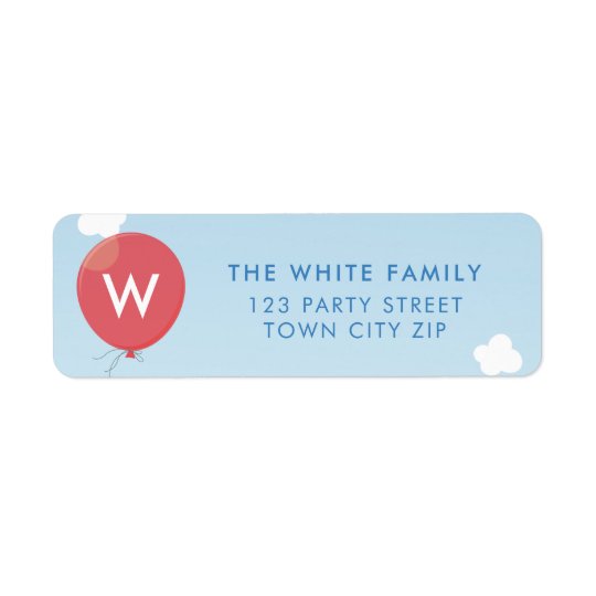 BOLD BALLOON cute birthday thank you blue red Return Address Label