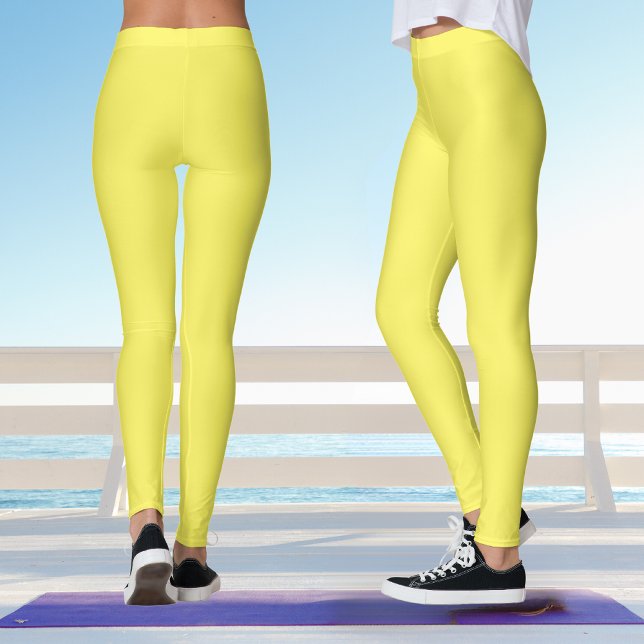 Bold Banana Yellow Yoga Leggings (Back And Side)