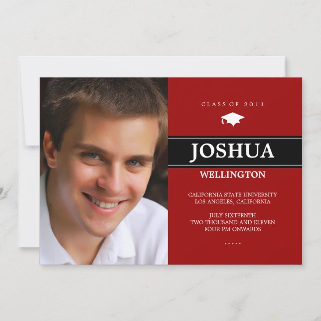 Bold Bar 1 Photo Graduation Announcement (Front)