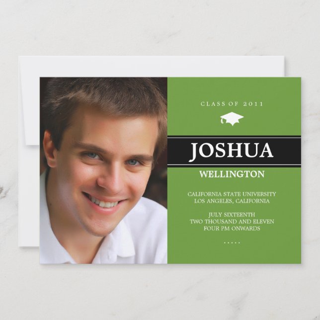 Bold Bar 1 Photo Graduation Announcement (Front)