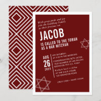 BOLD BAR MITZVAH simple modern angle maroon white
