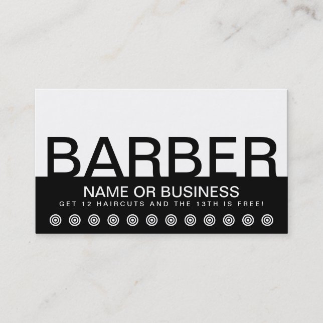 bold BARBER customer loyalty card (Front)