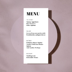 Bold Basic Black White Modern Minimalist Dinner  Menu