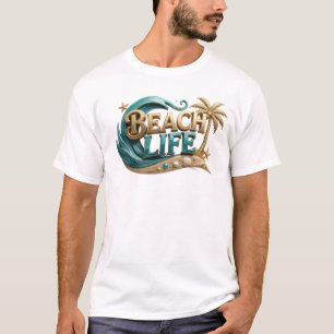 Bold & Beautiful BEACH LIFE Artistic Motif T-Shirt