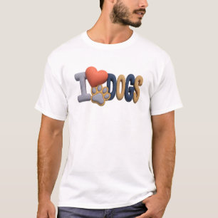 Bold & Beautiful Blue I LOVE DOGS Art Design T-Shirt