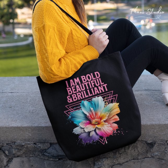 Bold Beautiful Brilliant Inspirational Woman Quote Tote Bag (Creator Uploaded)