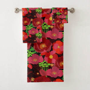 Bold, Beautiful Dazzling Poppy Flower Bath Towel Set