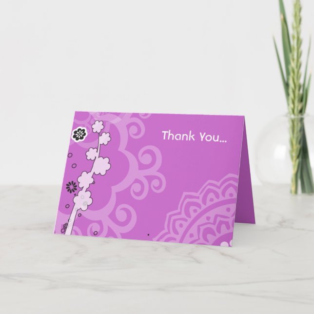 BOLD & BEAUTIFUL FLORAL Bat Mitzvah Thank You Card (Front)