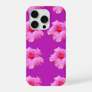 "Bold Beauty: Pink Hibiscus on a Magenta Canvas" iPhone 15 Pro Case