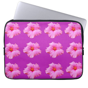 "Bold Beauty: Pink Hibiscus on a Magenta Canvas" Laptop Sleeve