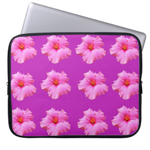 "Bold Beauty: Pink Hibiscus on a Magenta Canvas" Laptop Sleeve