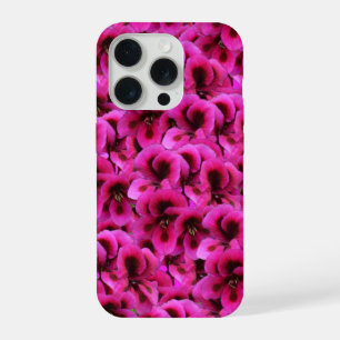 "Bold Beauty: Tight Magenta Geranium Flowers iPhone 15 Pro Case