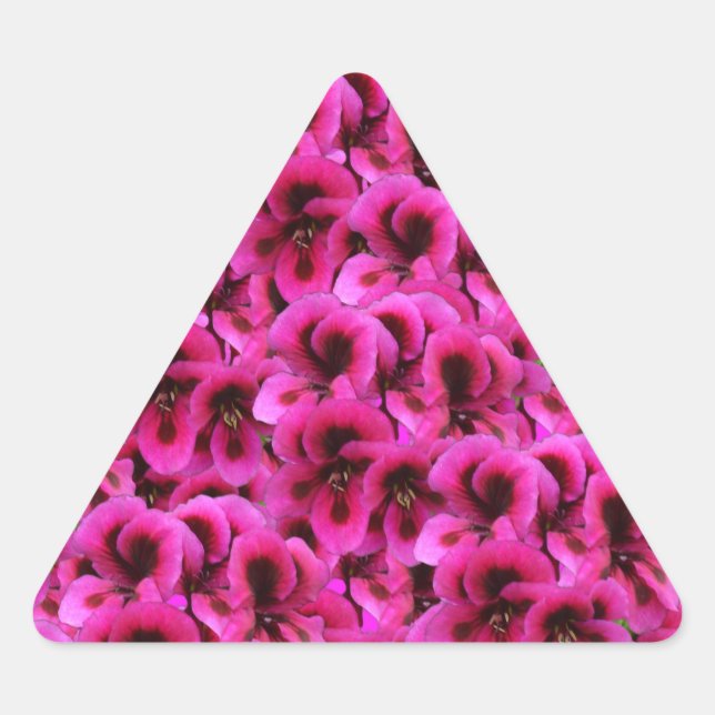 "Bold Beauty: Tight Magenta Geranium Flowers Triangle Sticker (Front)