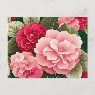 Bold Begonia Leaf and Flower Pattern Postcard