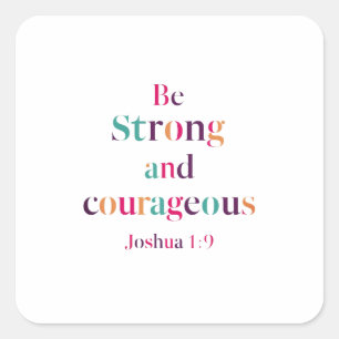 Bold Belief: Joshua 1:9 Colourful Pastel Typograph Square Sticker