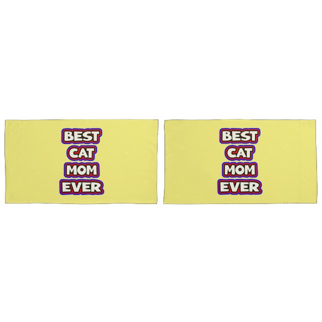 Bold Best Cat Mum Ever Fun Typography Pillowcase (Front-Set)