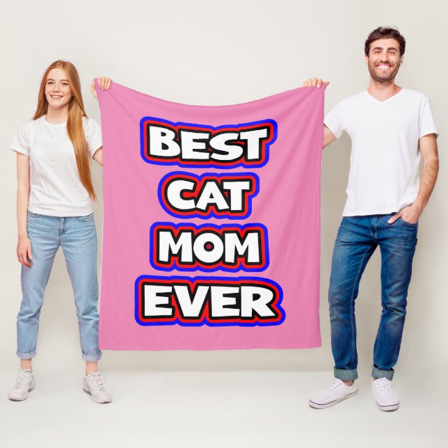 Bold Best Cat Mum Ever Typography  Fleece Blanket (In Situ)