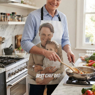 Bold Best Chef Dad Custom Photo Apron