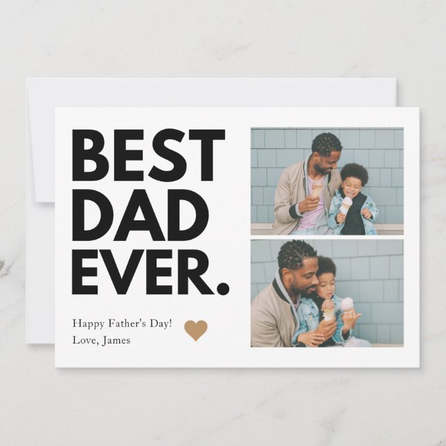 Bold Best Dad Ever Father's Day Multi-Photo Card (Front)