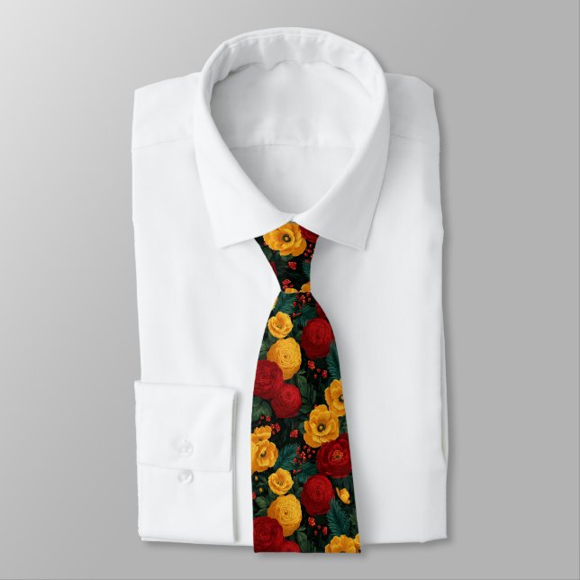 Bold Best Man Ranunculus Floral Tie (Tied)