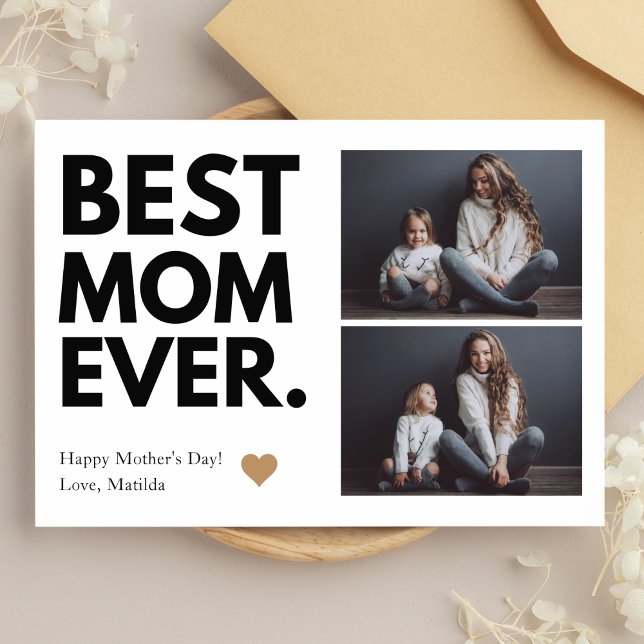 Bold Best Mum Ever Mother's Day Multi-Photo Card (Creator Uploaded)