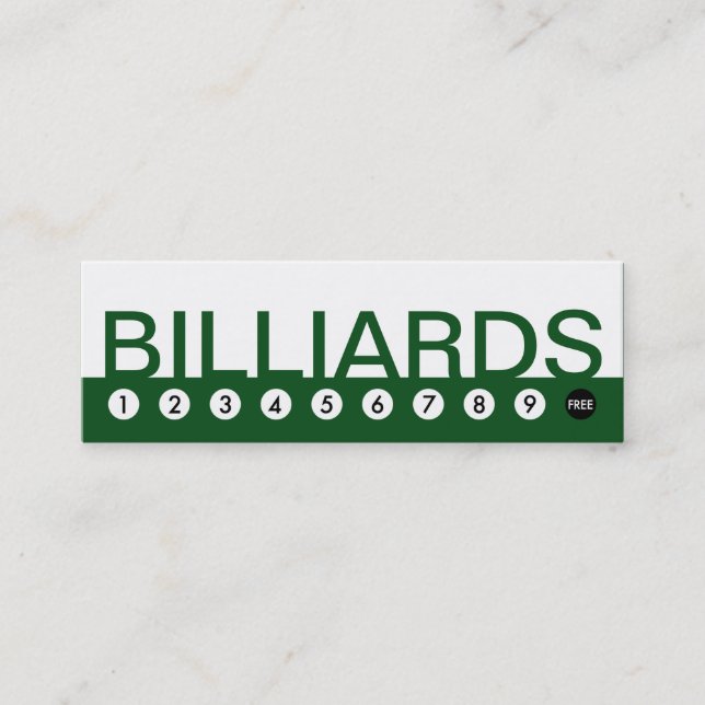 bold BILLIARDS customer loyalty Card (Front)