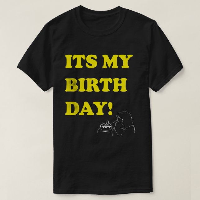 Bold Birthday Text Minimal Line Art T-Shirt (Design Front)