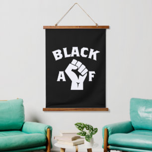 Bold Black AF Word Art Fist  Hanging Tapestry
