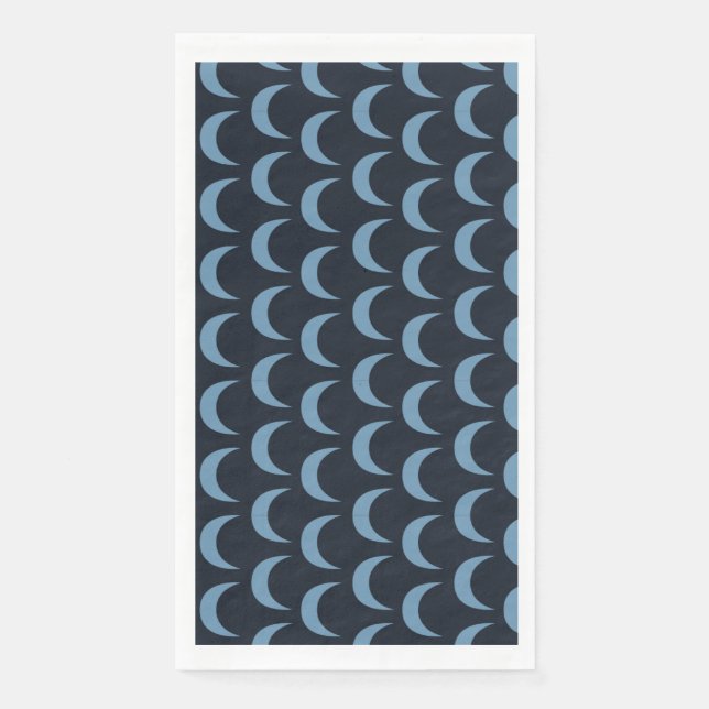 Bold Black and Blue Quarter Moon Napkin (Front)