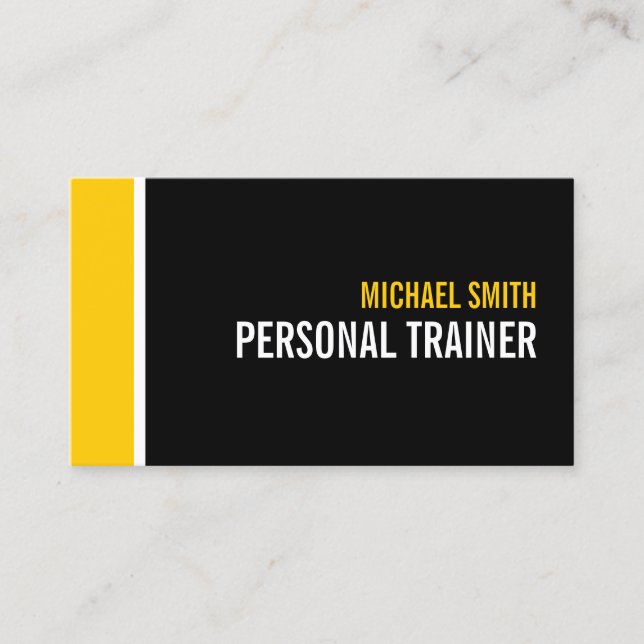 Bold Black and Custom Colour Personal Trainer Business Card (Front)